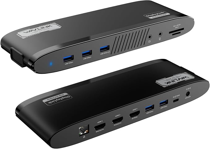 WAVLINK Docking Station, DisplayLink Dock with 3 Monitor for Mac & Windows, 13-in-1 with 100W Charging, 3 HDMI, 5 USB Ports, Ethernet, SD/TF, Audio - Image 8