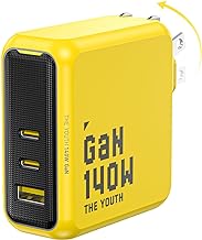 AOHI Youth 140W GaN+ USB C Charger 100W Laptop Fast Charger PD3.1 PPS 3-Port USB C Wall Charger Power Adapter for MacBook Pro 16'', Dell XPS, iPhone 17 Pro Max, iPad Pro, Tablet, Chromebook, Yellow - Image 1