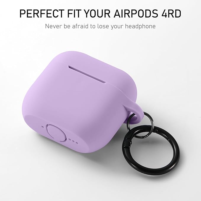 Maxjoy for Apple Airpods 4th Generation Case Cover(2024), Silicone Case with Cleaner Kit & Keychain Compatible with Airpods 4 case for Women,Men-Purple