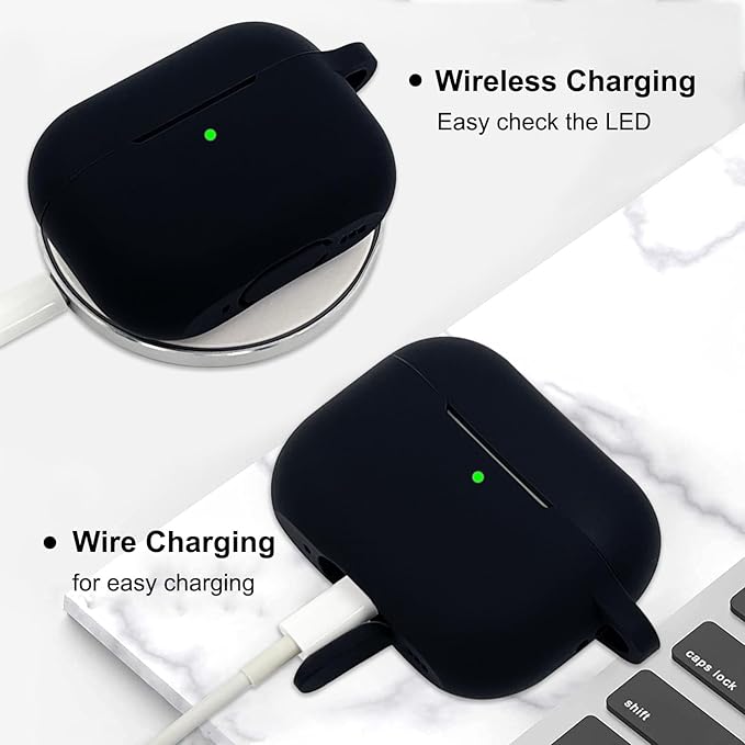 Compatible with Airpods Pro 2nd Generation Case Cover 2022, Soft Silicone Protective Cover with Bracelet Keychain for Apple Airpods Pro 2 Case for Women (Black)