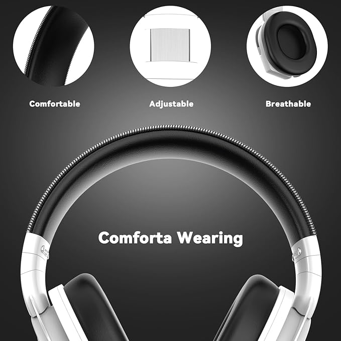 A88 Gaming Headset with Microphone, Stereo Wired Noise Cancelling Over-Ear Headphones with Mic for Pc, Ps5, Xbox One Series X/s, Ps4, Computer, Laptop, Mac, Nintendo, Gamer (White)
