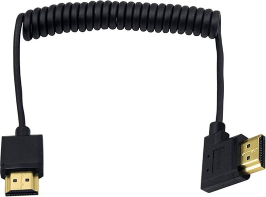 Duttek 4K Coiled Short HDMI Cable 1FT-4FT, Left Angled 90 Degree HDMI Male to Male Cable Extreme Thin/Samll for 3D and 4K Ultra HD TV Stick
