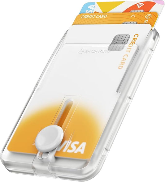 Sinjimoru for MagSafe Pop-Up Wallet, Quick Access Magnetic Card Holder with 3000G Strong Magnet and Anti-Slip Silicone Backing, Compatible with iPhone 12 to 16 Series. M-Button Up Wallet