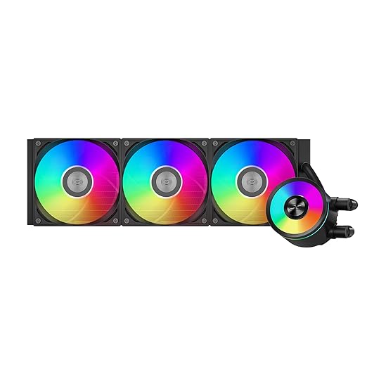PCCOOLER ARGB CPU Cooler, 360mm AIO Water Cooling with 120mm Silent ARGB Fans, Infinite Halo Lighting, Compatible with Intel LGA 115X/1200/1700/20XX & AMD AM4/AM5(CPS DA360 Pro)