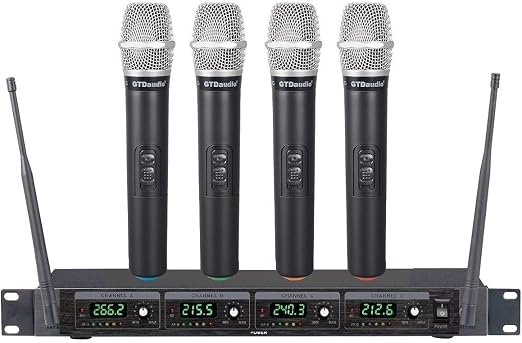 GTDaudio 4 Handheld Wireless Microphone Cordless mics System