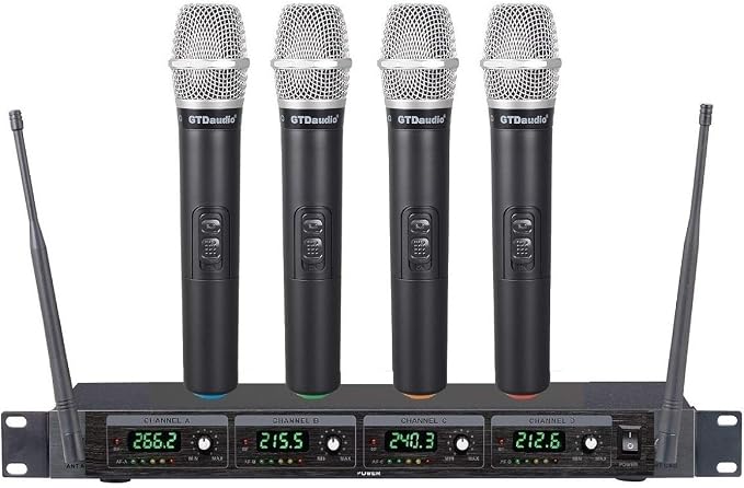 GTDaudio 4 Handheld Wireless Microphone Cordless mics System