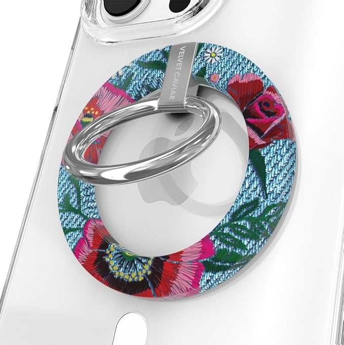 VELVET CAVIAR Compatible with MagSafe Phone Grip - Magnetic Ring Holder with Adjustable Stand - Removable MagSafe Accessories for iPhone 16, 15, 14, 13, 12 (Groovy Floral)
