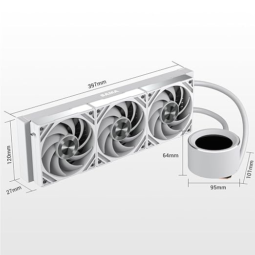 SAMA Q60 360mm AIO Liquid CPU Cooler, 2.8" LCD Display, Quiet FDB PWM Fans, High-Performance Pump, Intel LGA 1700/1851/1200/115X/2011/1366 & AMD AM5/AM4 Compatible ??White