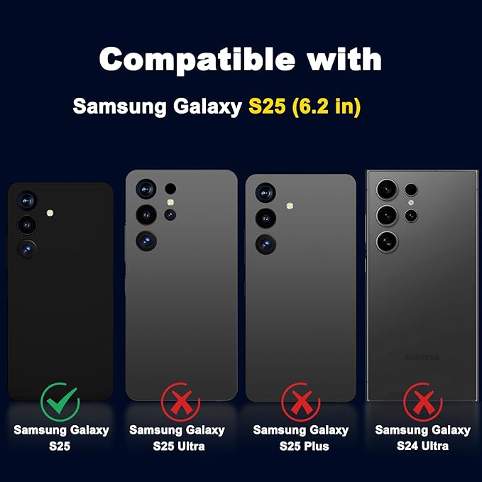 YWXTW 3 Pack Camera Lens Protector for Samsung Galaxy S25 6.2 Inch, 9H Tempered Glass Ultra HD [No Impact on Night Shots] S25 Lens Protector, Anti-Scratch No Bubbles