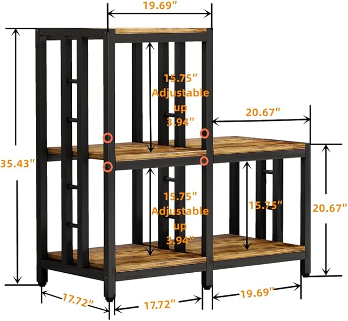 Mini Fridge Stand with Storage, Microwave Oven Stand, Bakers Rack with Storage Shelf, Mini Fridge Cabinet, Mini Fridge Shelf for Kitchen, Living Room, Office, Patio.(Brown)