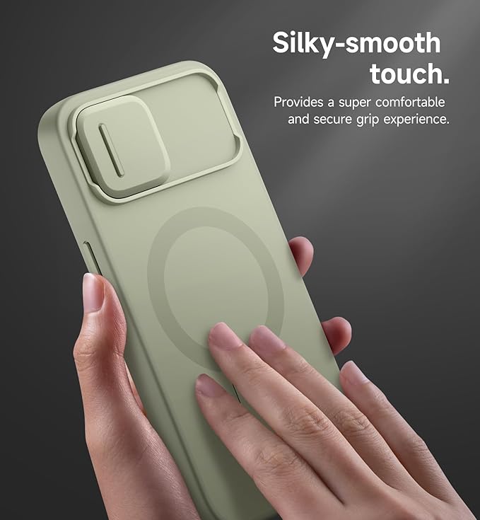 SURITCH for iPhone 17e/16e Case with Magnetic Camera Slide Cover and Adjustable Kickstand, Compatible with MagSafe, Shockproof Bumper Case Slim Protective Cover 6.1 Inch,Green