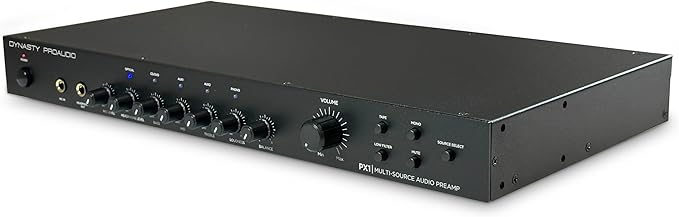Dynasty ProAudio PX1 Home Audio Stereo Preamplifier with Phono RIAA, Optical & RCA Inputs – Low Noise Hi-Fi Preamp for Turntable, TV & Power Amplifier – Bass/Treble Control, Sub Out