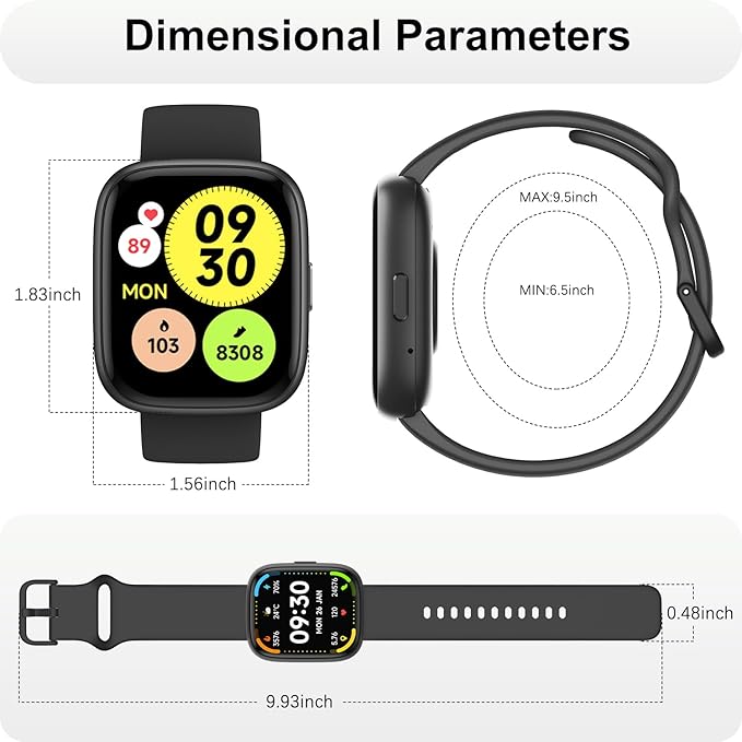 Smart Watch with Alexa & Bluetooth Calling-1.83" HD Touchscreen Fitness Watch, Fitness Tracker w/Heart Rate/Sleep Monitor, 30-Day Standby, 120+ Sports Modes, IP68 Waterproof Smartwatch for Android iOS