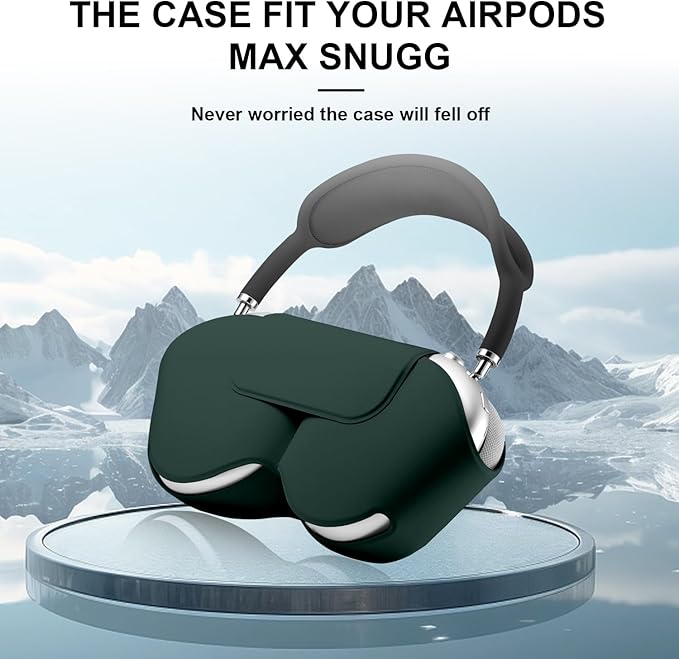 Maxjoy for Apple Airpods Max Smart Case Cover, Soft PU Leather Protective Cover Accessories for Airpod Max with Sleep Mode, Anti-Dust Travel Carrying Case for Airpods Pro Max Headphones, Dark Green