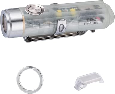 RovyVon Aurora A5 G4 Rechargeable Keychain Flashlight, USB C Charging, 5000K, 420 Lumens EDC Flashlights with Magnetic Pocket Clip and Base, Fluorescent, Red Signal/White Sidelight