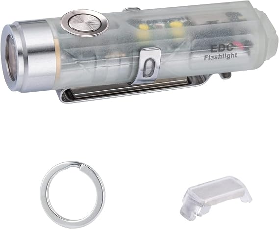 RovyVon Aurora A5 G4 Rechargeable Keychain Flashlight, USB C Charging, 5000K, 420 Lumens EDC Flashlights with Magnetic Pocket Clip and Base, Fluorescent, Red Signal/White Sidelight