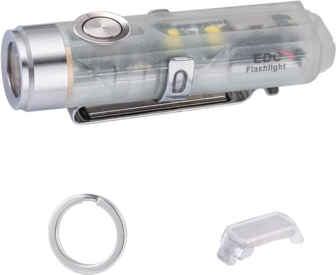 RovyVon Aurora A5 G4 Rechargeable Keychain Flashlight, USB C Charging, 5000K, 420 Lumens EDC Flashlights with Magnetic Pocket Clip and Base, Fluorescent, Red Signal/White Sidelight