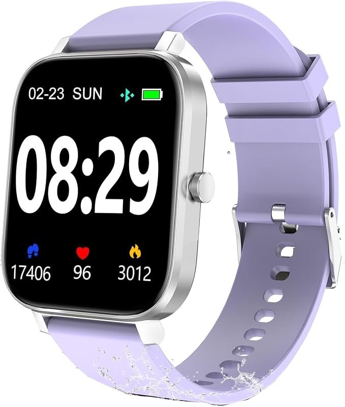 Smart Fitness Tracker Watch with Heart Rate Monitor, Activity Tracker with Pedometer, Sleep Monitor, Calories & Step Counter, Waterproof Smart Watch for Women Men Fitness Watch for Sports