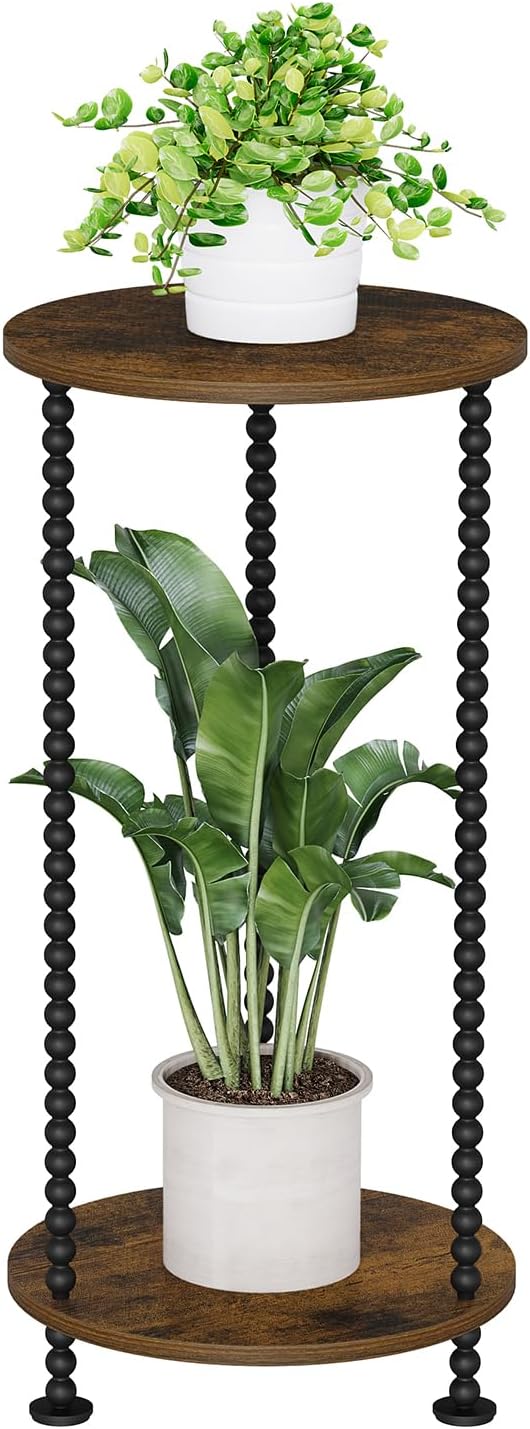 YINMIT Plant Stand Indoor, 2 Tier Small Plant Stand, Round Flower Pot Stand, Corner Plant Stands for Indoor Plants, Plant Tables Indoor, Planter Pot Holder for Balcony Garden Patio Living Room