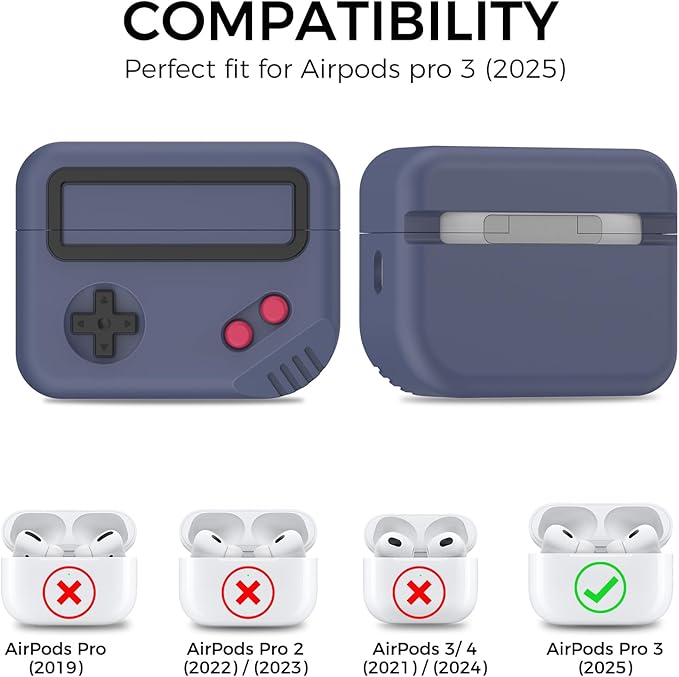 for AirPods Pro 3 Case - 2025 Silicone Game Console Design Case for Apple AirPods Pro 3rd Generation, Cute Airpod Pro 3 Cover for Men/Women (Midnight Blue)