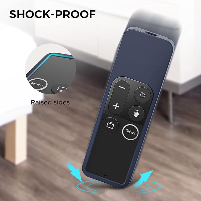 AhaStyle Protective Case for Apple TV Siri Remote With AirTag Holder, Anti-Slip Silicone Cover Compatible With 2017 4K [1st Generation] and 2016 HD (Midnight Blue)