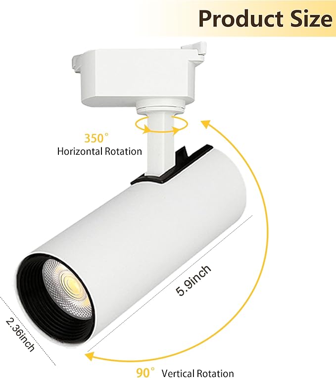 Super Brightness 4000K Natural Light Dimmable Brightness 25W 2000lm White H Type LED Track Lighting Kit System with 26 FT Track Rails, Ceiling Spotlight Fixture with Installation Package