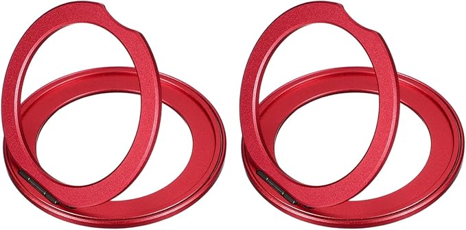 PATIKIL 2Pcs Phone Ring Holder, Metal 360 Rotation Magnetic Phone Grip Holder Stand with Adhesive Backing Smartphone Finger Grip Kickstand for Tablet Case Car Mount Accessory, Red