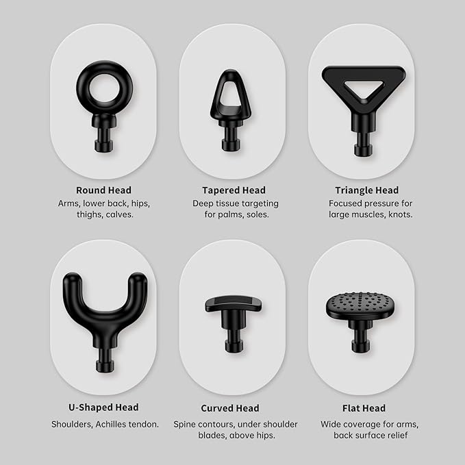 Dual-Head Massage Gun Deep Tissue with Extension Handle, 3-in-1 Detachable Handheld Percussion Back Massager for Muscle Neck Shoulder Body Pain Relief - 6 Speeds Levels (Glossy Pink)