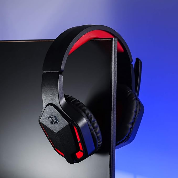 Redragon H220 Themis Wired Gaming Headset, Stereo Surround-Sound, Noise Cancelling Over-Ear Headphones with Mic, Volume Control, Red LED Light, Compatible with PC, PS4/3, Xbox One and Nintendo Switch