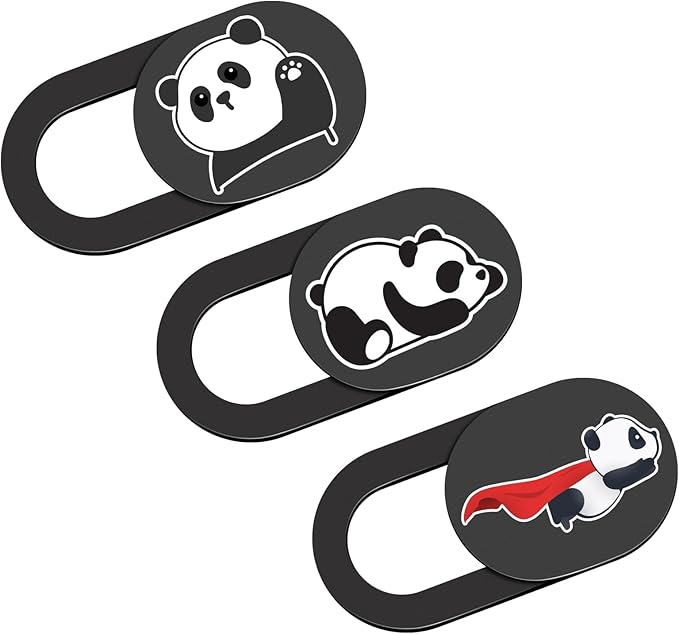 Laptop Camera Cover Slide, Panda Webcam Cover, 0.02 inch Cute Laptop Accessories for iPhone iPad iMac MacBook Pro Air Laptop PC Smartphone Tablet, Camera Privacy Covers Protect Your Visual Privacy