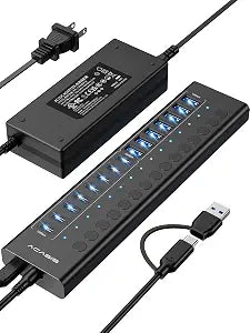 ACASIS 16 Ports Powered USB 3.2 Hub (8 USB-A 3.2 +8 USB-C 3.2), 10Gbps - Image 1