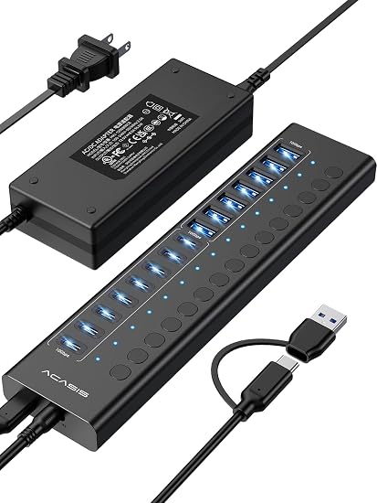 ACASIS 16 Ports Powered USB 3.2 Hub (8 USB-A 3.2 +8 USB-C 3.2), 10Gbps - Image 4