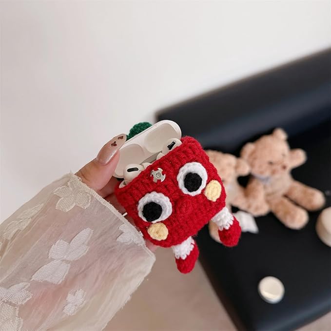 Yatchen Furry Case for AirPods 1&2,Funny Cute 3D Cartoon Plush Kawaii Tomato Fluffy Soft Warm for AirPods 2nd 1st Generation Carrying Charging Box with Keychain Protector