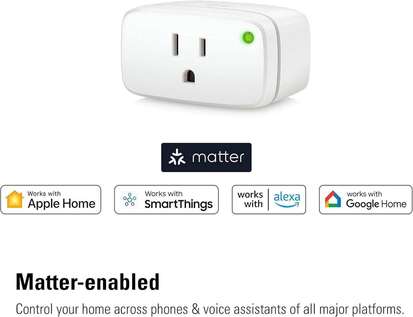 Energy (Matter) - Smart Plug, App and Voice Control, 100% Privacy, Matter Over Thread, Works with Apple Home, Alexa, Google Home, SmartThings