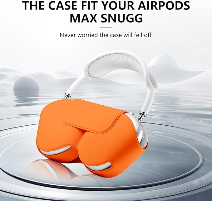 for Apple Airpods Max Case,Headphones Protective Case for AirPod Max Supports Sleep Mode, Anti-Scratch and Anti-Dust,Airpod Pro Max by PU Leather,Orange 2