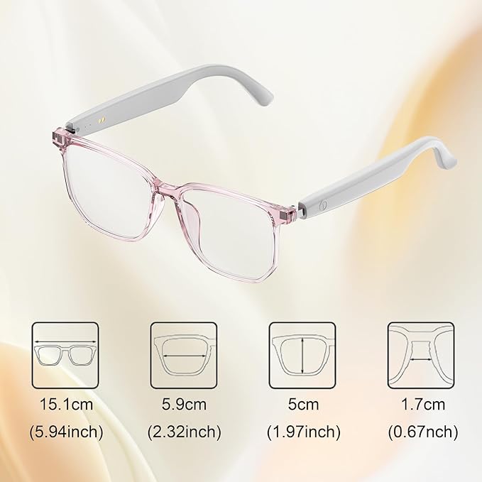 AI Smart Glasses, Bluetooth 5.4 Translation Glasses with 144 Language & Accents, Blue Light Filtering Lenses, Multifunctional Smart Glasses for Men Women, Travel Meeting Trade Business HY-C8Pro White