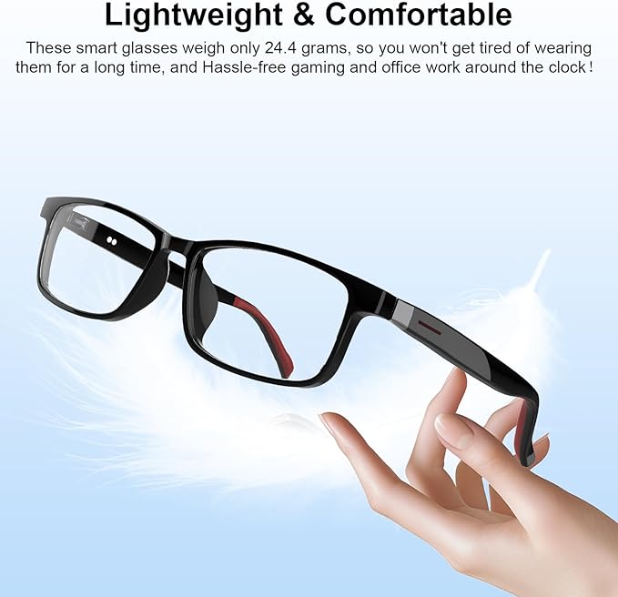 Smart Glasses for Men Women, Classic Smart Eyewear with Detachable Ultra-Slim Arms, Blue Light Filtering, Open Ear Bluetooth Glasses – Ultra-Light Design for Business and Daily Use