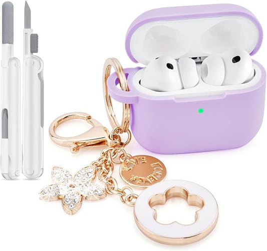 VISOOM for AirPods Pro 3 Case 2025, Silicone Case for Apple Air Pods Pro 3rd Generation Cover Women, Cute iPods 3 Protective Cover with Bling Keychain & Cleaning Kit