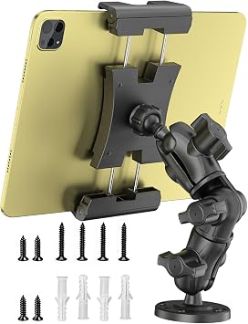 OHLPRO Heavy Duty Truck Tablet Mount - Drill Base iPad Dashboard Holder, 360° Rotating 2-Stage Adjustable Arm for 5-13" Tablets, Secure Multi-Surface Mount for Commercial Vehicles, Wall, Desk