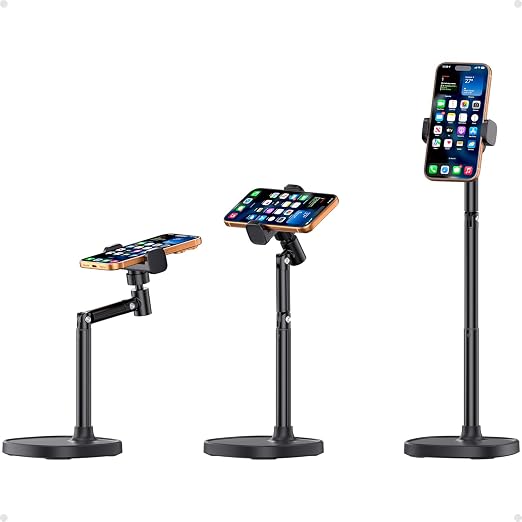 Cell Phone Stand for Desk, Adjustable Angles & Height