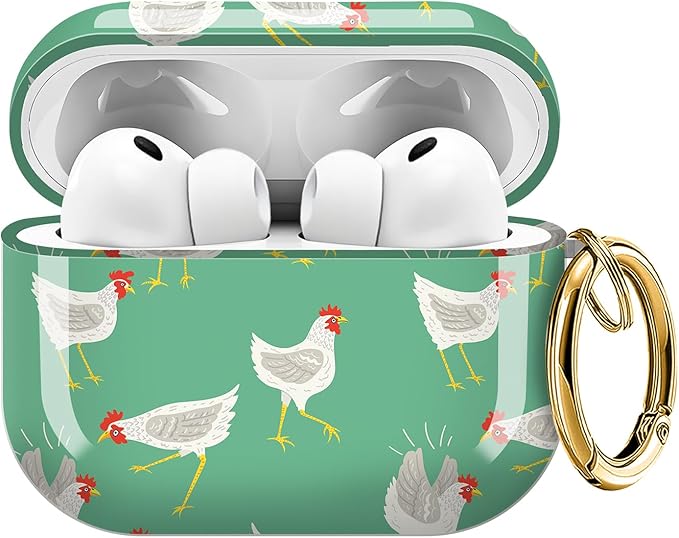 for AirPods Pro 3 Case, Compatible with AirPods Pro 3rd Generation Case (2025), Shockproof Protective Cover with Golden Carabine (Cute Chicken)