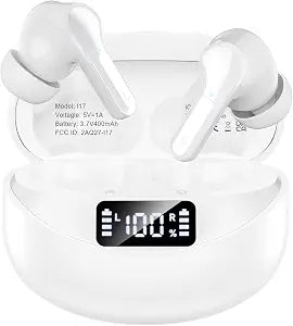 Wireless Earbuds, Bluetooth 5.4 Headphones HIFI Stereo/Crystal clear, White