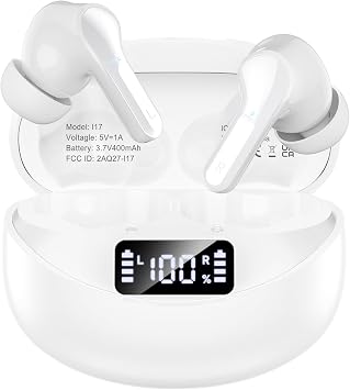 Wireless Earbuds, Bluetooth 5.4 Headphones HIFI Stereo/Crystal clear, White