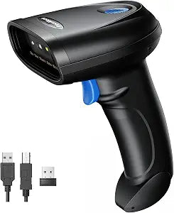 Bluetooth 1D&2D Barcode Scanner, 3-in-1 Bluetooth & USB Wired & 2.4G Wireless QR Barcode Reader, PDF417 Data Matrix Handheld Bar Code Scanner Work with Windows, Android, iOS (TM-10B)