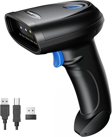 Bluetooth 1D&2D Barcode Scanner, 3-in-1 Bluetooth & USB Wired & 2.4G Wireless QR Barcode Reader, PDF417 Data Matrix Handheld Bar Code Scanner Work with Windows, Android, iOS (TM-10B)