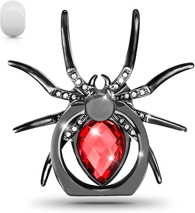 Allengel Phone Ring Holder Stand, 360 Degree Rotation Universal Spider Finger Kickstand with Polished Metal Phone Grip for Cell Phone, Red