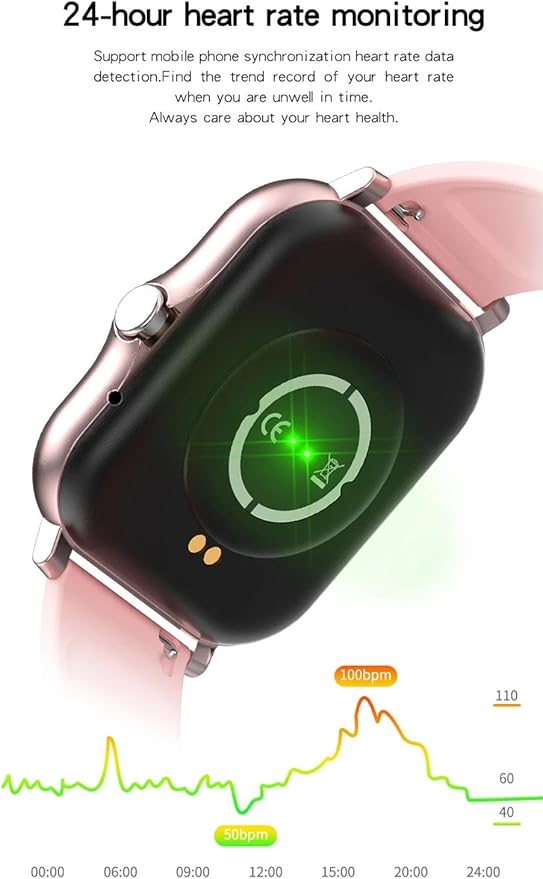 Smart Watch for Women Fitness Tracker: Gold Smart Watches for Women Digital Mens Watches Make/Answer Call Waterproof Running Smartwatch Android and iOS iPhone Compatible Heart Rate Monitor (Pink)