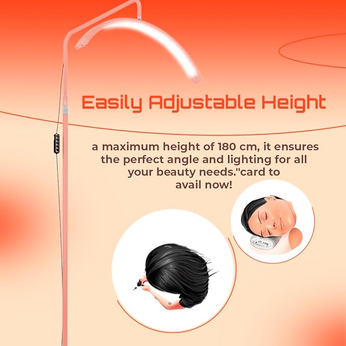 Hi_friend 23 inch Half Moon Lamp, Portable Esthetician Lash Light for Lash Tech, Bright Eyelash Extension Arched LED Floor Light, Lashing Lamp for Beauty, Skincare, Lashes