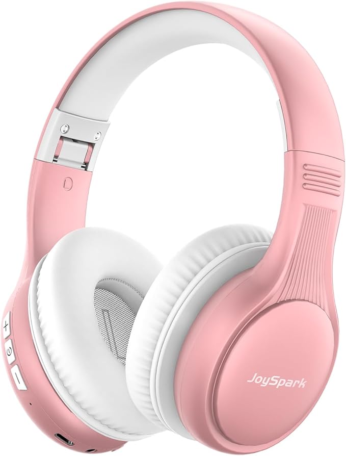 Kids Bluetooth Headphones, 60 Hours Playtime, Bluetooth 5.4 Kids Headphones Wireless, Type-C Fast Charging, 85/94dB Volume Limited, Foldable Toddler Wireless Headsets with Mic-Rose Gold