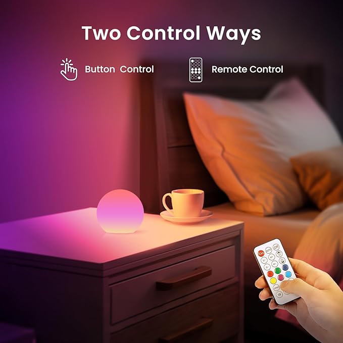 LOFTEK 3-inch Smart Sphere Night Light, Multi-Color Rechargeable Ball Lights, RGB Mood Lighting, Waterproof Ambient Light for Home Bedroom Patio Pool Decorative Lighting, Halloween, Xmas Gift, 1 Pack